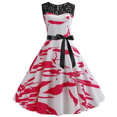 Vestido Trapézio Vintage Vermelho E Branco