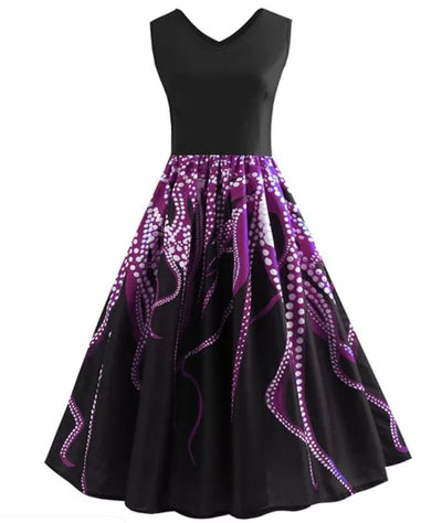 Vestido Trapézio Vintage Sem Mangas