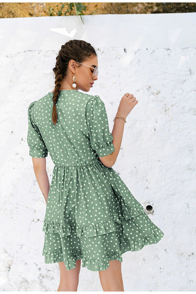 Vestido Verde De Bolinhas Vintage
