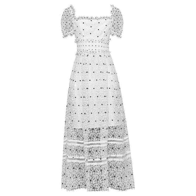 Vestido Vintage De Bolinhas Brancas Dos Anos 40