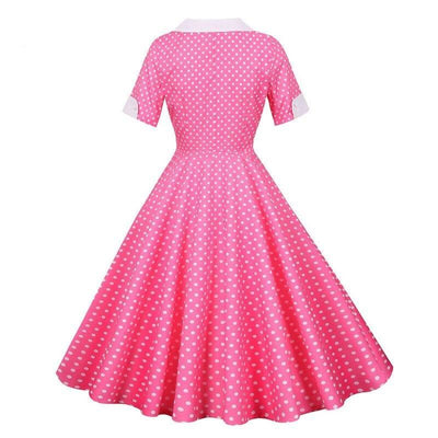 Vestido Vintage De Bolinhas Rosa Anos 50