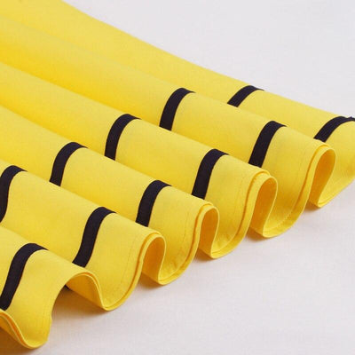 Vestido Vintage Azul Marinho E Amarelo Dos Anos 50