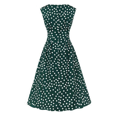 Vestido De Bolinhas Branco Verde Vintage Anos 1950