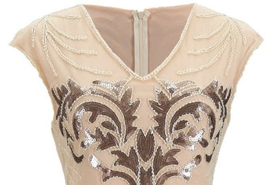 Vestido Retrô Vintage Dos Anos 1920 Bege