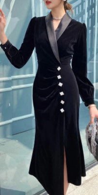 Vestido De Outono Vintage Preto Anos 40