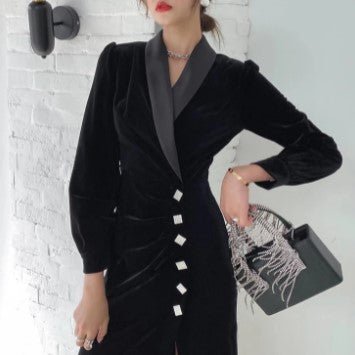 Vestido De Outono Vintage Preto Anos 40