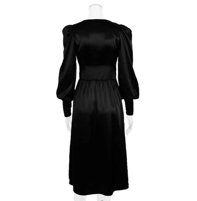 Vestido Vintage De Cetim Preto Dos Anos 1940