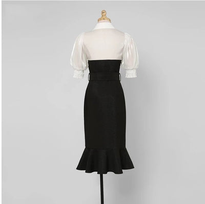 Vestido Vintage Preto De Cintura Alta Dos Anos 1940