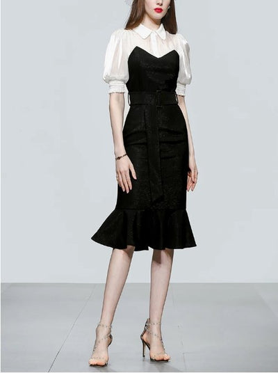 Vestido Vintage Preto De Cintura Alta Dos Anos 1940