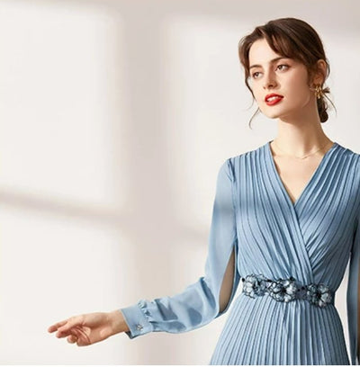 Vestido Vintage Anos 1940 Azul Simples