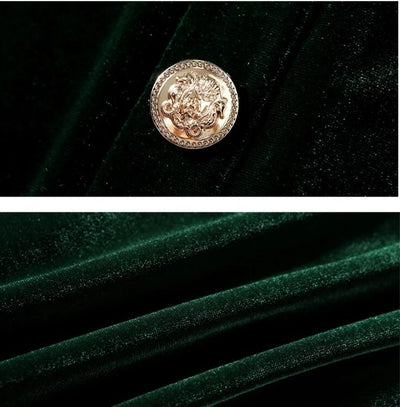 Vestido Vintage De Veludo Verde Dos Anos 1940