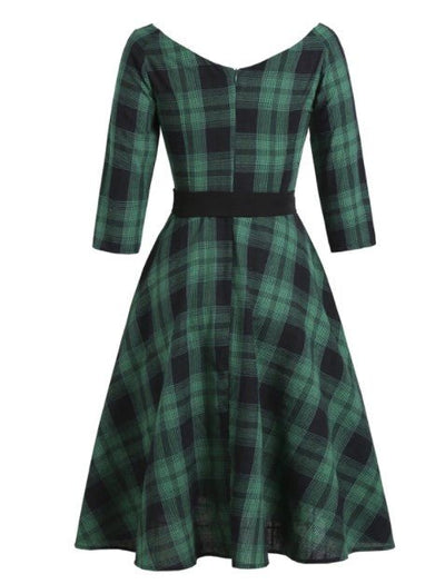 Vestido Tartan Vintage Dos Anos 50