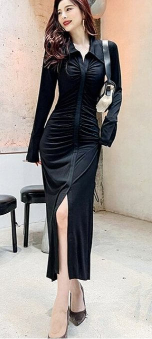 Vestido Vintage Outono Inverno Preto