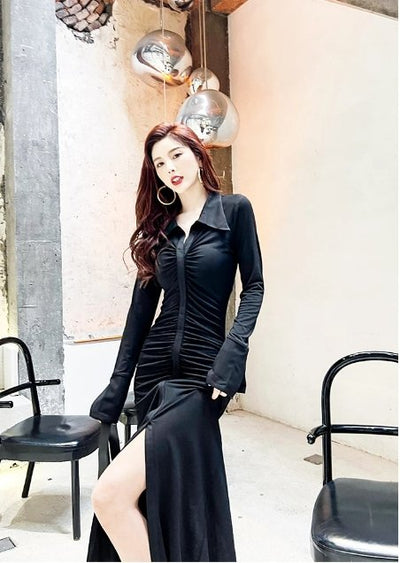 Vestido Vintage Outono Inverno Preto
