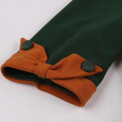 Outono Vintage Vestido Verde