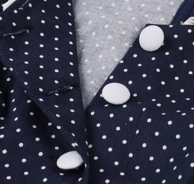 Vestido Vintage Azul Com Gola De Renda