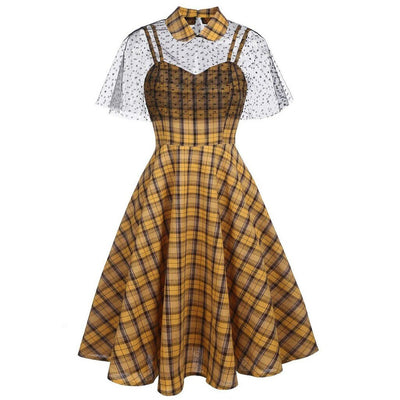 Vestido Xadrez Vintage Com Véu