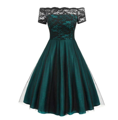 Vestido De Renda Vintage Verde Anos 50