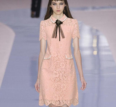 Vestido Vintage De Renda Rosa