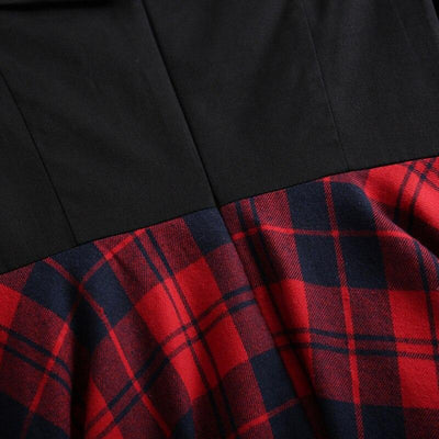 Vestido Vintage Tartan Ombros Nus