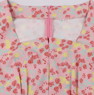 Vestido Rosa Cintura Alta Plus Size Vintage