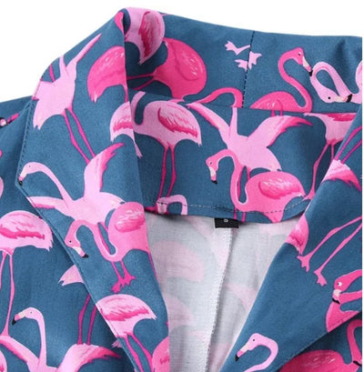 Vestido Vintage Plus Size Com Pássaros Marinhos