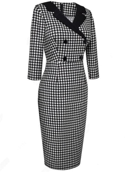 Vestido Vintage De Inverno Preto E Branco