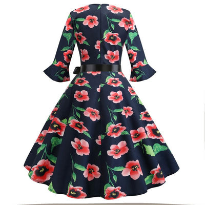 Vestido Vintage De Inverno Preto Poppies