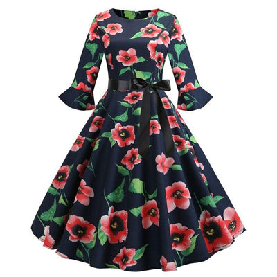 Vestido Vintage De Inverno Preto Poppies
