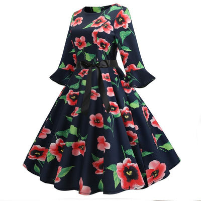 Vestido Vintage De Inverno Preto Poppies