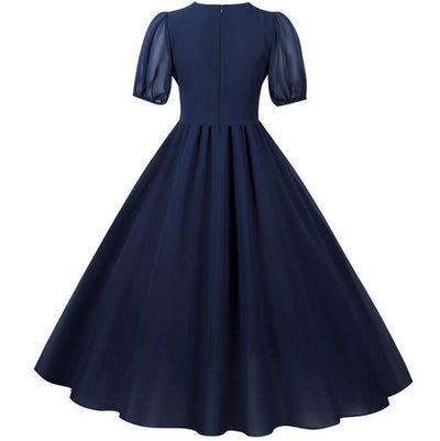 Vestido Longo Vintage Azul Anos 50
