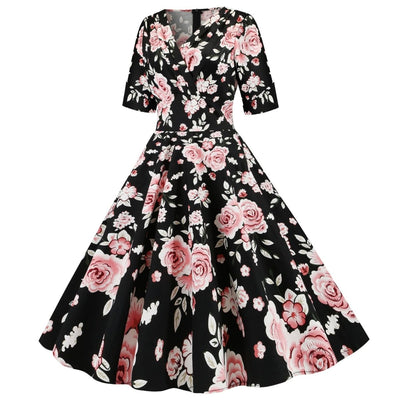 Vestido Vintage Rosas Negras