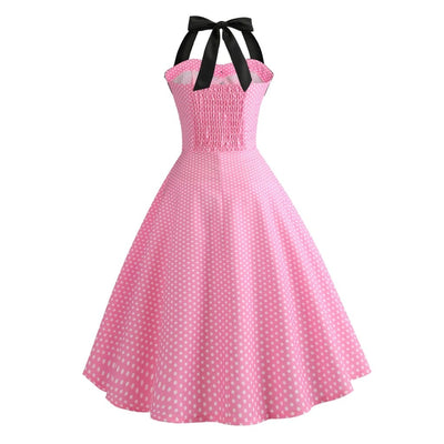Vestido Vintage Pin-Up De Bolinhas Rosa