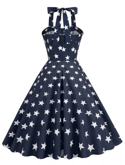 Vestido Vintage Pin Up Estampado Dos Eua
