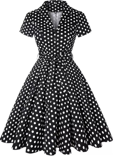 Vestido Vintage Pin Up Preto De Bolinhas