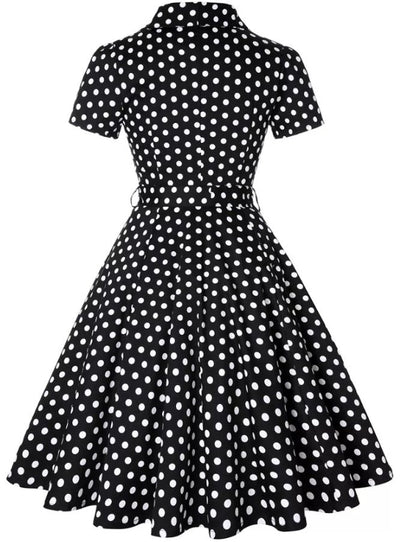 Vestido Vintage Pin Up Preto De Bolinhas