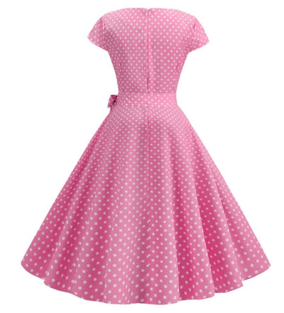 Vestido Vintage Pin-Up De Bolinhas Rosa