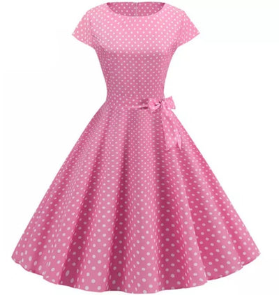 Vestido Vintage Pin-Up De Bolinhas Rosa