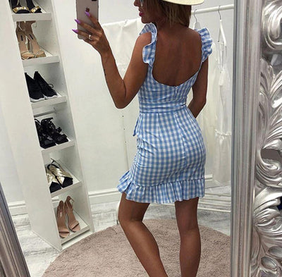 Vestido Azul Praia Vintage