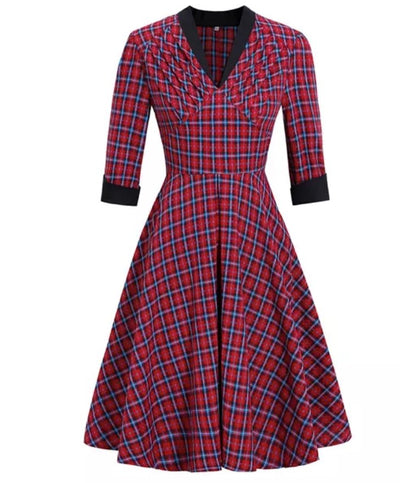 Robe Vintage Plaid Rouge