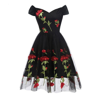 Vestido De Renda Rockabilly Vintage Preto