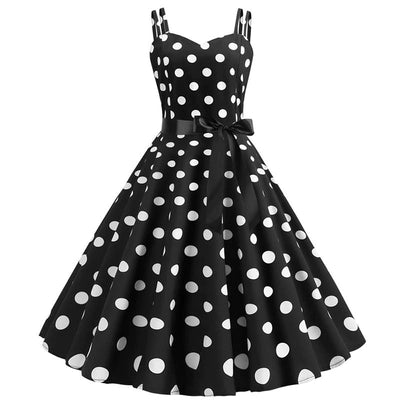 Vestido De Bolinhas Preto Rockabilly Vintage