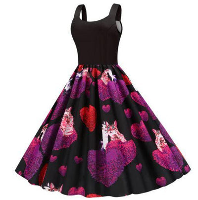 Vestido Vintage Preto Para O Dia Dos Namorados Gatos