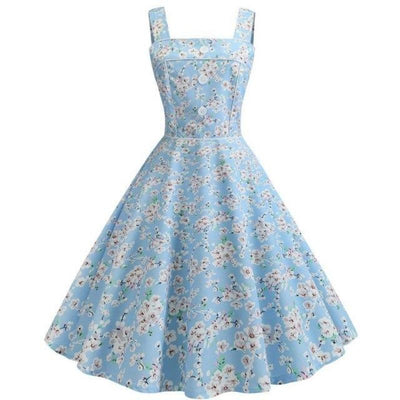 Vestido Vintage Azul Céu De 1950