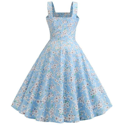 Vestido Vintage Azul Céu De 1950