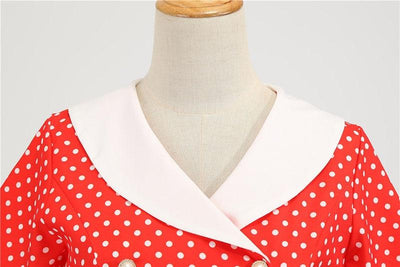 Vestido Vermelho E Branco Dos Anos 50
