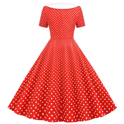 Vestido Vermelho E Branco Dos Anos 50