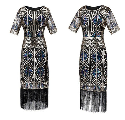 Vestido Longo Dourado Gatsby Vintage Dos Anos 1920