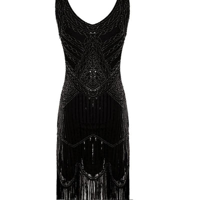 Vestido Vintage Gatsby Dos Anos 1920 Preto