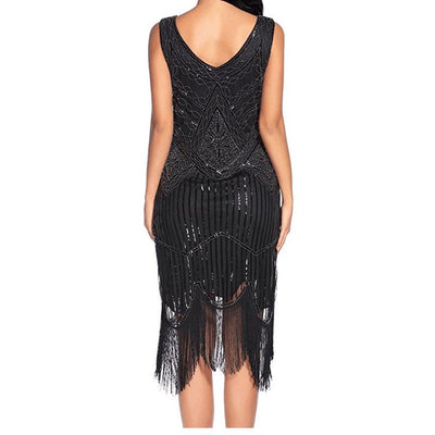 Vestido Vintage Gatsby Dos Anos 1920 Preto